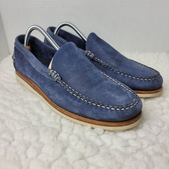 Allen Edmonds Grand Canal Men's Boat Shoes Size 10.5B Blue Suede Loafers - Picture 1 of 10
